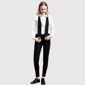 Acne Studios Women Jeans Black Denim Skin 5 Classic Skinny Mid Rise Dark Wash 27